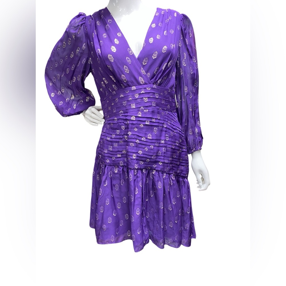 S16 Shoshanna Adrianna Asymmetric Ruched Dot Minidress